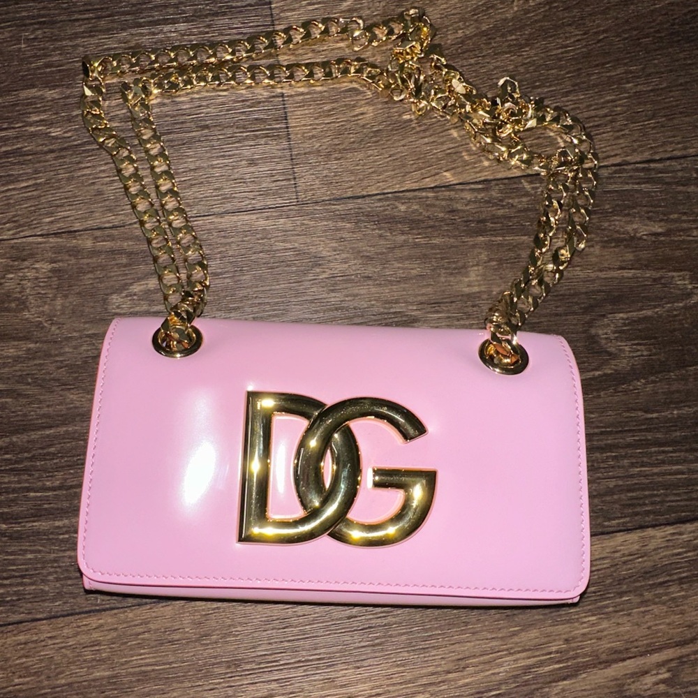 Dolce & Gabbana Pink Clutch with Gold Chain